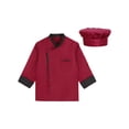 thumbnail image 3 of Aislor Unisex Chef Coat Men's Long Sleeve Chef Jacket with Chef Hat Restaurant Kitchen Cooking Chef Top Uniform Burgundy 3XL, 3 of 7