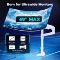 thumbnail image 4 of Bras de Moniteur Ultra Grand pour Écran Incurvé Robuste Supporte des Lb Bras de Moniteur à Ressort à Gaz Réglable Support de Bureau avec Pince en C Base à Oeillets / Support Vesa, 4 of 9