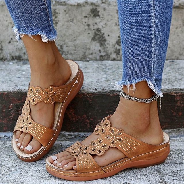 Dvkptbk Womens Flat Sandals Open Toe Slides Adjustable Slip On Slippers for Summer for Beach, Home, Indoor Outdoor Use ummer