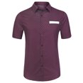 thumbnail image 1 of INSPIRE CHIC Men's Summer Printed Contrast Pocket Short Sleeve Button Down Shirt, 1 of 6