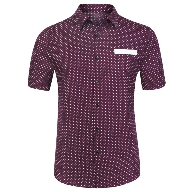 INSPIRE CHIC Men's Summer Printed Contrast Pocket Short Sleeve Button Down Shirt