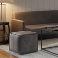 thumbnail image 3 of Simpli Home Brody Boho Square Pouf in Distressed Black Faux Leather, 3 of 6