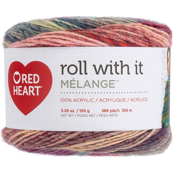 Red Heart® Roll with it melange™ #4 Worsted (Medium) Acrylic Yarn, 5.29oz/150g 389 Yards