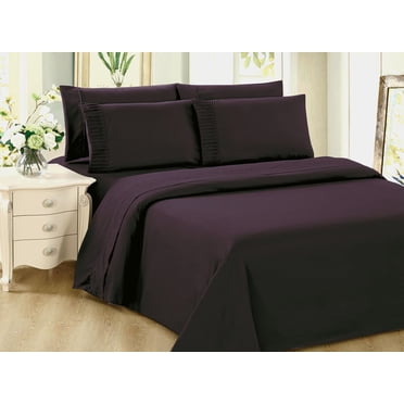 Marina Decoration Ultra Soft Silky Zipper Solid Rayon from Bamboo All Season Duvet Cover Set, Eggplant Color