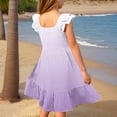 thumbnail image 5 of MIASHUI Robes pour Filles à Manches Volantées Extensibles, Coupe Trapèze Évasée, Robe d'École, Violet Pâle, 11-12 Ans, 5 of 5