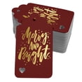 thumbnail image 1 of Inkdotpot Pack Of 100 Merry And Bright Christmas Favor Paper Tags Craft Real Gold Foil Hang Tags, 1 of 6