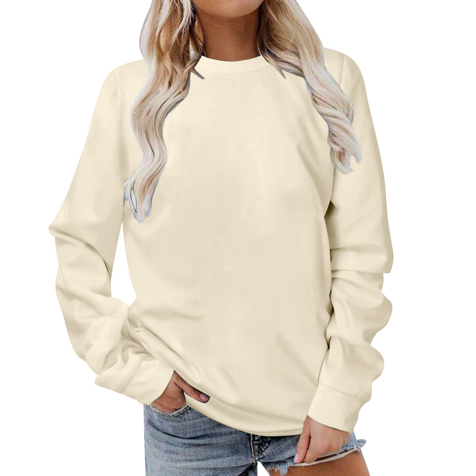 Timegard Sweatshirt for Women Crewneck Long Sleeve Warm Pullover Fall Winter Basic Casual Loose Tops