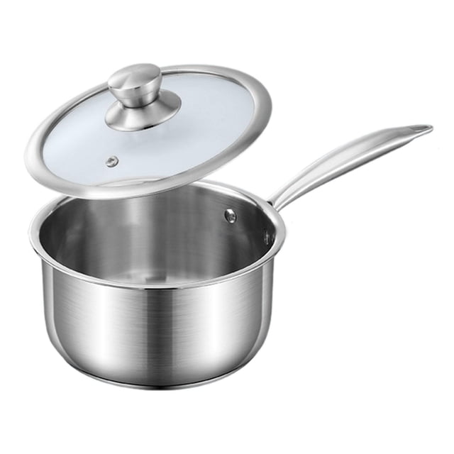 Luzkey Milk Pot Soup Pot Scratch Resistant Portable Round Cooking Boiling Pot Saucepan with Lid for Teahouse Gravies Reheating Soups 18cm