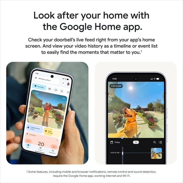 Google Nest Doorbell (Wired, 3rd Gen) - 2K Video and Gemini - Snow