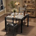 thumbnail image 2 of GloryStar Dining Table Set for 2, Dining Table with 2 Upholstered Chairs, Wood 3-Piece Kitchen Dining Room Table Set with Corner Protector for Small Space, Kitchen, Apartment, 2 of 7