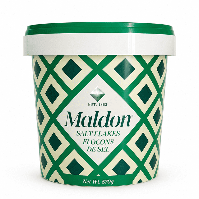 Maldon Flocons de Sel de Mer Cristaux, Contenant, 570 G/1,25 Lb – Sel de Finition pour la Cuisson, la Pâtisserie et l'Assaisonnement