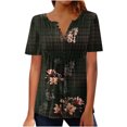 thumbnail image 1 of Pompotops Femmes Mode Décontractée Imprimé Col Rond Ample Manches Courtes T-shirt Haut Blouse Chandail Liquidation, 1 of 5