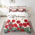thumbnail image 2 of Red Farmhouse Flower Bedding Set Full Spring Bee Geranium 7 Piece Bed In A Bag Rustic Blossom Floral Comforter Set Green Leaf Bed Set With Comforter,Sheets Pillow Case And Covers, 2 of 5