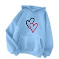 thumbnail image 4 of CEHVOM Women's Comfortable Sweater Heart Pattern Printed Women's Hooded Pocket Drawstring Sweater Clearance, 4 of 4