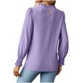 thumbnail image 4 of IROINNID en Solde Polyester T-Shirt à Manches Longues pour Femmes Confortable Col Rond Profond Uni Blouse Chemise Haut, Violet, 4 of 4