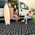 thumbnail image 3 of DEORAB Outdoor Rug Reversible 6x9' Patio Rug,Clearance Outside Plastic Waterproof Mat,Fordable Floor Rug for Patio, Camping, RV, Deck, Porch, Balcony, Backyard, black&grey, 3 of 5