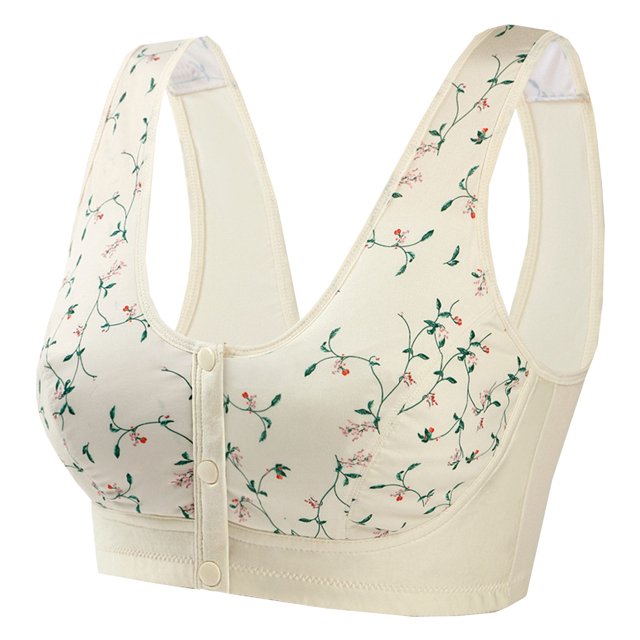 Womens Printed Non-Steel Ring Seamless Ice Silk Front Buckle Vest-Style Underwear