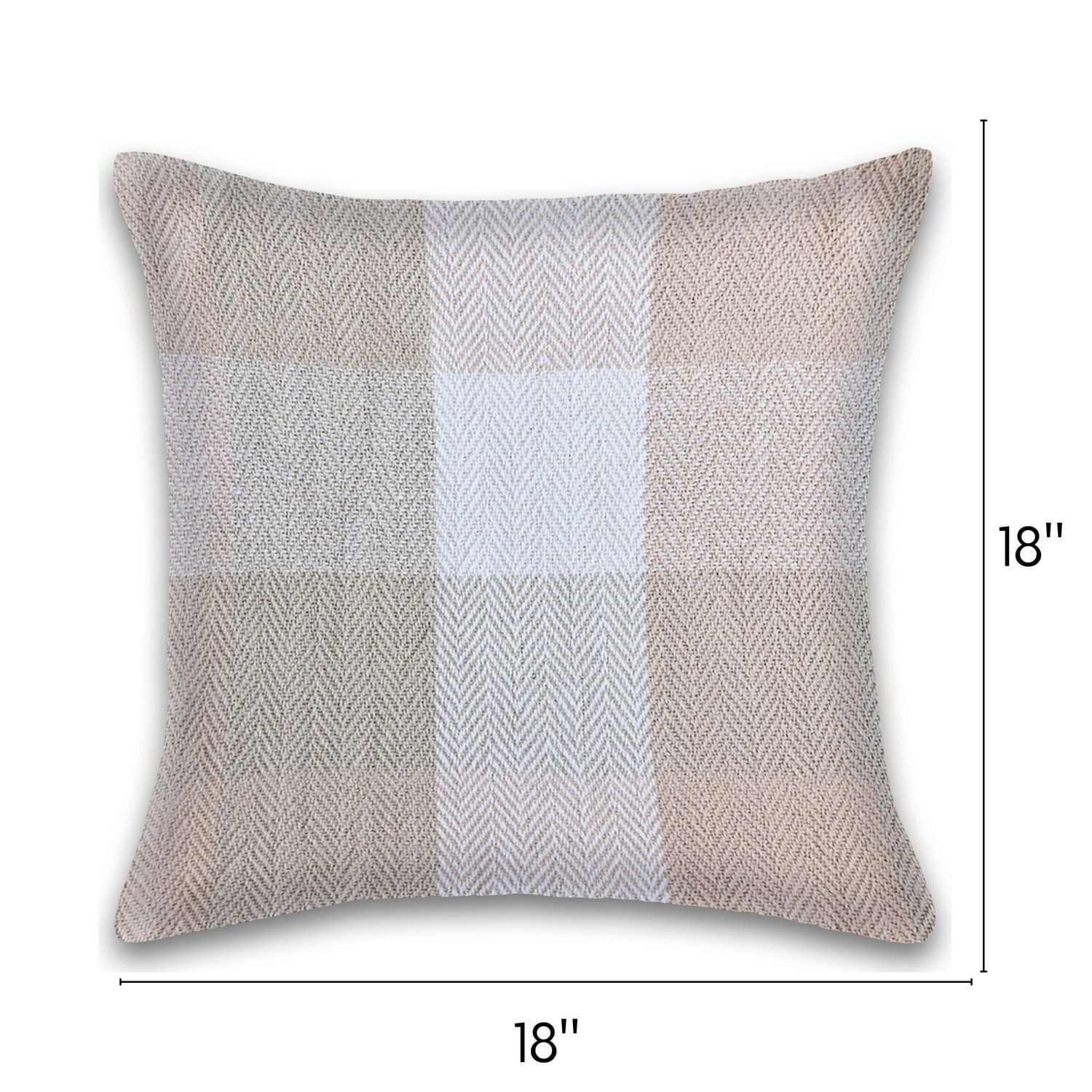 Herringbone Check Cotton Cushions Set of 2 Poly Filled With Zipper Machine Washable