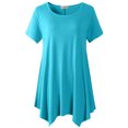 thumbnail image 2 of LARACE Tuniques Grande Taille pour Femmes, Coupe Ample, Chandail à Enfiler, T-shirt à Manches Courtes, Blouse à Col Rond pour Dames Grande Taille, Bleu Lac 4X, 2 of 5
