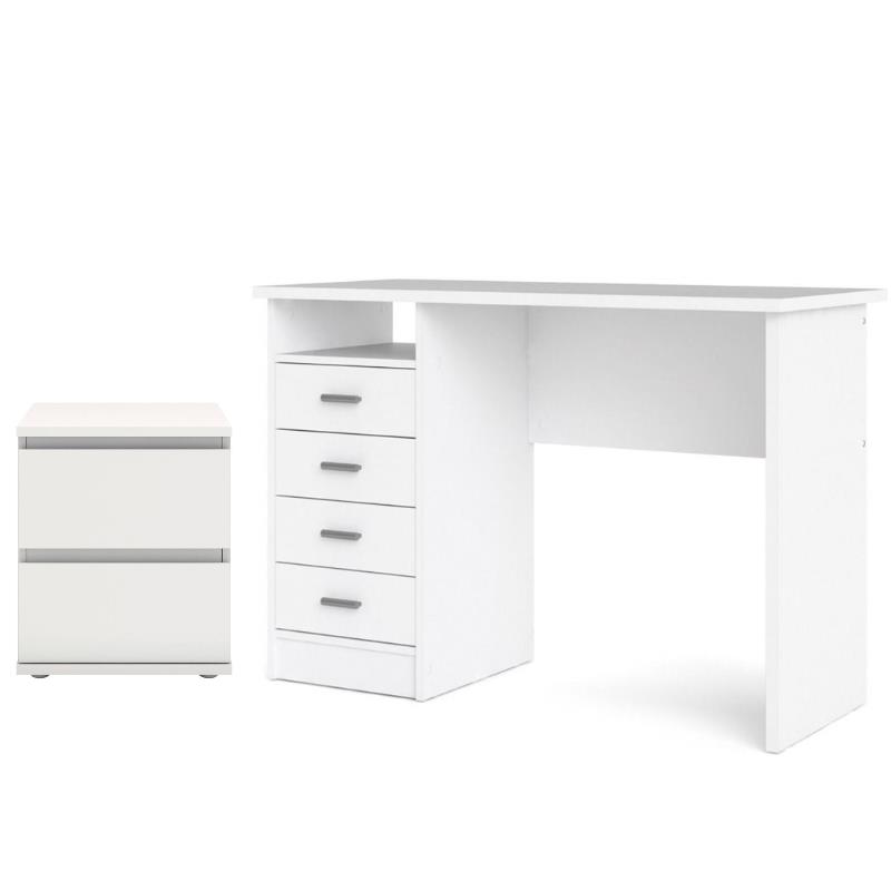 Tvilum Canada Ensemble de 2 Pcs avec Bureau d'Écriture à 4 Tiroirs et Table de Chevet à 2 Tiroirs