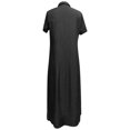 thumbnail image 5 of EGNMCR Robes de Fête pour Femmes Femmes Bouton Ample Imprimé Col en V Imitation Denim Manches Courtes Longue Robe, 5 of 5