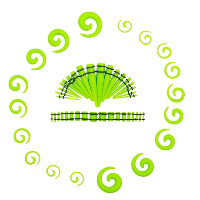 relayinert 54pcs Premium Gift Ear Gauges Expander Set For Fashionable Ear Stretches Popular Fluorescent Green