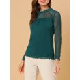thumbnail image 5 of INSPIRE CHIC Blouses Décontractées pour Femmes à Col Rond en Dentelle Florale à Manches Longues en Chiffon, 5 of 5