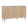 thumbnail image 4 of CorLiving Freya Engineered Wood Sideboard with 3 Arched Rattan Doors and 4 Shelves, Light Brown, 4 of 9