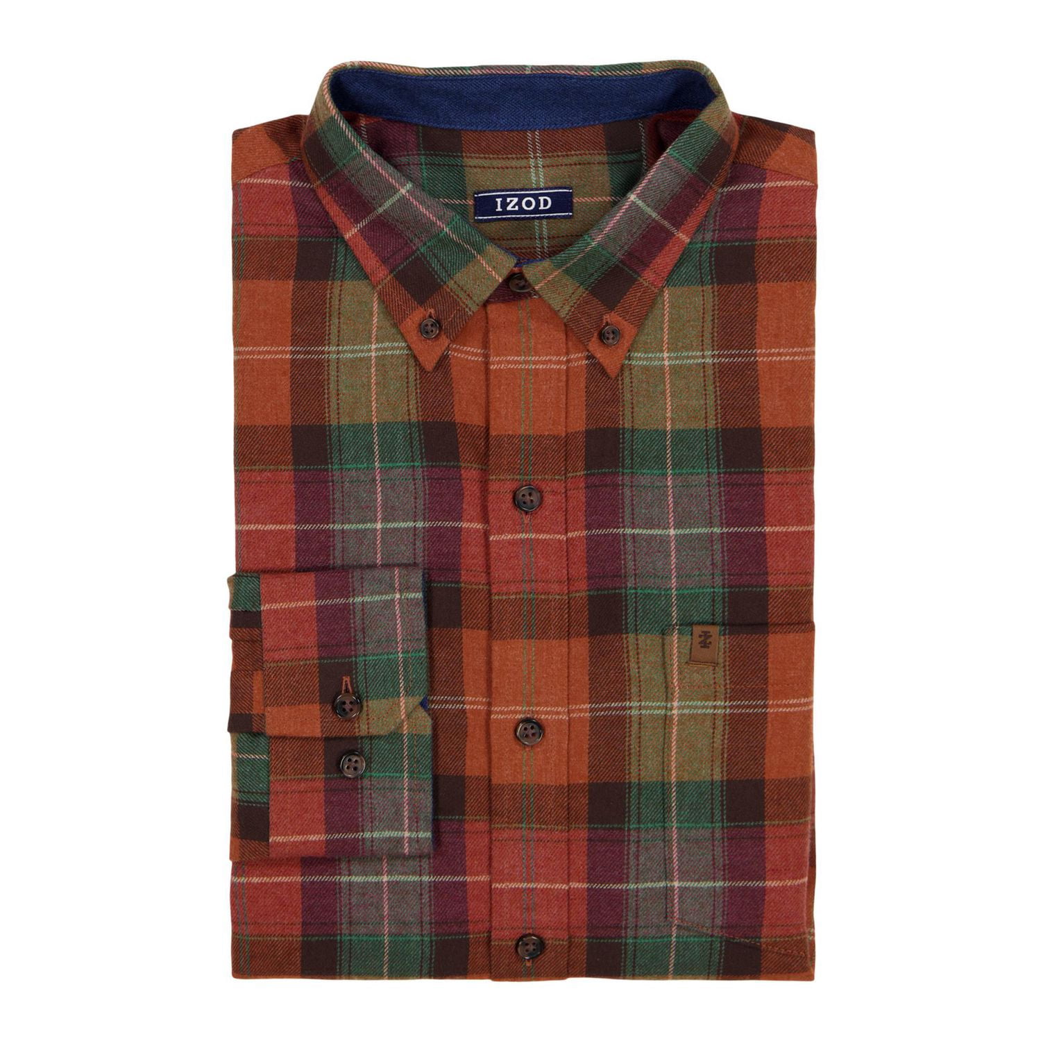 Izod Men's Stratton Flannel Long Sleeve Button Down Shirt, Sizes S-XXL