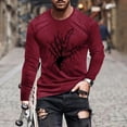 thumbnail image 2 of Vin Bourgogne Homme Entraînement Gym Vacances Heureuses Halloween Décontracté Course T-Shirts Manches Longues Tee Hauts pour Homme Col Rond Squelette Graphique Coupe Ample Automne Été Tee Shirt 2025 TG, 2 of 5