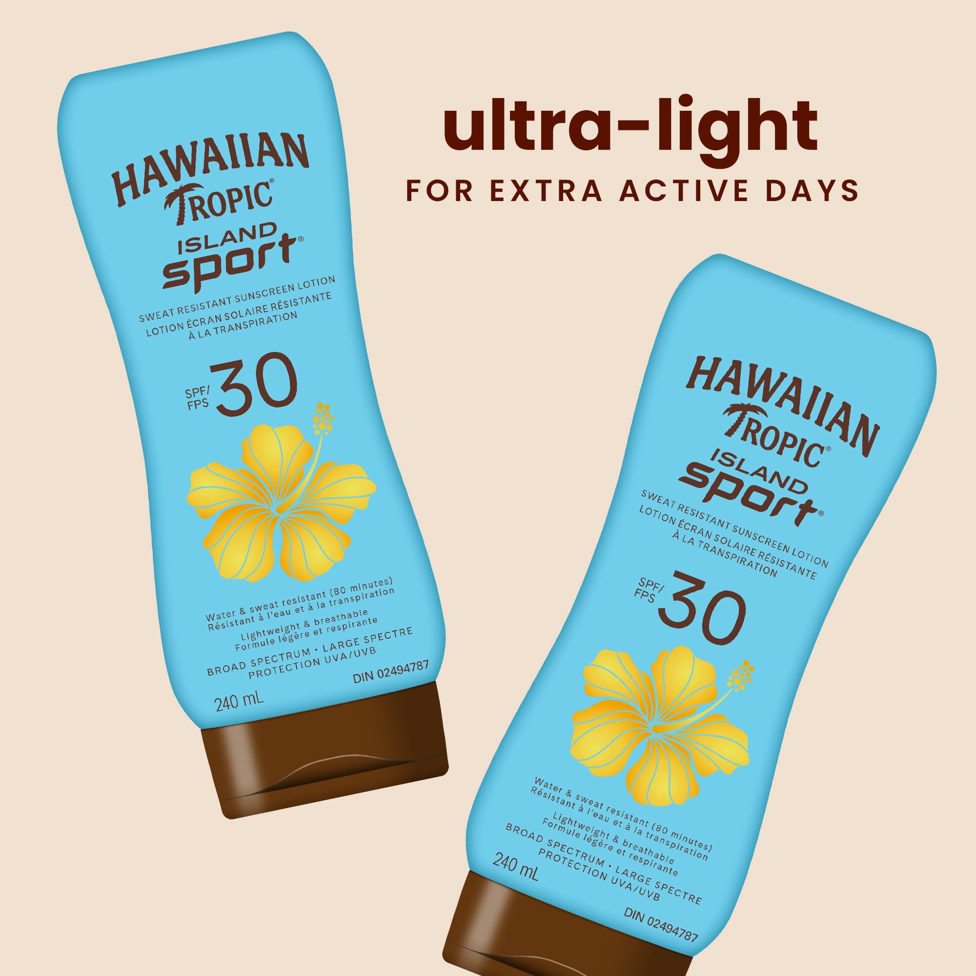 Hawaiian Tropic® Island Sport® Lotion Écran Solaire Résistante à la Transpiration, SPF 30