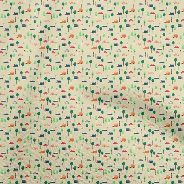 oneOone Rayon Light Yellow Fabric Transport Craft Projects Decor Fabric Printed By The Yard 56 Inch Wide