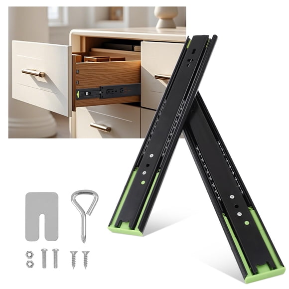 Coulisses de Tiroir à Extension Complète Robustes - Rails Latéraux à Roulement à Billes de 100 Lb pour Armoires de Cuisine et Commodes - Lisses et Durables Sans Verrou, 5 Paires, Taille : 14x1.77x0.5 Pouces