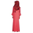 thumbnail image 4 of Bimba Islamic Clothes For Women Long Prayer Robe Maxi W/ Printed Hijab Rayon Abaya Front Button Muslim Dress, 4 of 7