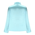 thumbnail image 4 of Yanlir Chemisier Haut à Revers en Satin Uni pour Femme, Printemps Automne, Col Rond, Mode Décontractée, Boutons, Blouse Confortable pour le Bureau, le Travail, le Port Quotidien (Bleu#1, S), 4 of 7