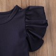 thumbnail image 4 of Newborn Baby Girl Ruffle Short Sleeve Romper Bodysuit Basic Solid Color T-Shirt Tops Summer Clothes Navy Blue 6-12 Months, 4 of 7