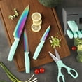 thumbnail image 4 of Hecef Dishwasher Safe Knife Block Set, Rainbow Titanium Coated Kitchen Knives Set with Scissors, 4 of 10