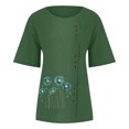 thumbnail image 5 of TopLLC Chemises Mexicaines pour Femmes Hauts Brodés Traditionnels Tunique Décontractée à Fleurs pour Femmes Col Rond Manches Courtes Chemises en Lin, 5 of 5