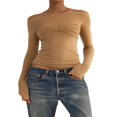 thumbnail image 2 of Women y2k Fairycore Tops Solid Color Off Shoulder Flared Long Sleeve T-Shirts, 2 of 4