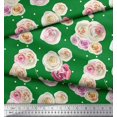 thumbnail image 2 of Soimoi Green Georgette Viscose Fabric Dot & Ranunculus Floral Printed Craft Fabric by the Yard 42 Inch Wide, 2 of 3