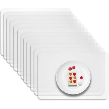 12 Pcs Napperons Transparents, Anti-Saleté, Napperons en Plastique Lavables, Napperons Haut de Gamme Résistants à l'Usure, Résistants à la Chaleur, Napperons de Table, Napperons pour Table de Cuisine et de Salle à Manger