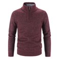 thumbnail image 1 of Men's Half High Neck Pullover Bottom Shirt Slim Winter Half Zipper Knit Simple Solid Colour Sweater Clothes, 1 of 2
