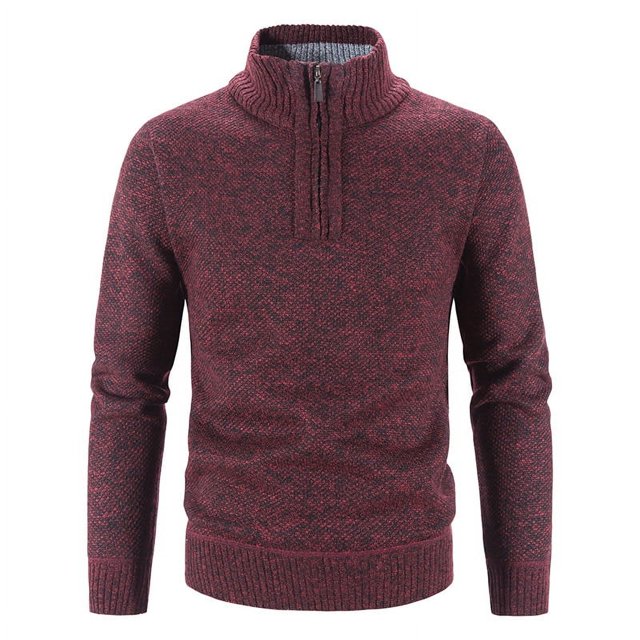 Men's Half High Neck Pullover Bottom Shirt Slim Winter Half Zipper Knit Simple Solid Colour Sweater Clothes