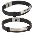 thumbnail image 4 of Stainless Steel PU Bracelet,2Pcs Bracelets Simple Hand‑Woven PU Bracelets Buckle Bangle Exceptional Craftsmanship, 4 of 5
