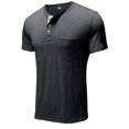 thumbnail image 3 of Innerwin Blouse Crew Neck Mens Summer Tops Work Henley Collar Regular Fit T Shirts Dark Gray M, 3 of 5