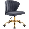 thumbnail image 1 of Meridian Furniture Finley Chaise de Bureau Pivotante Réglable en Velours Gris et Or, 1 of 6