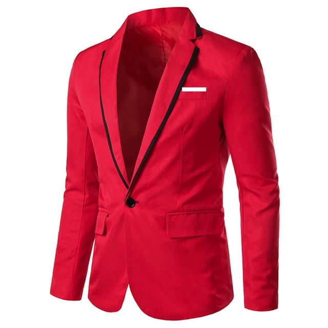 Men Solid Casual Long-sleeved Slim Single-row One-button Small Suit Coat