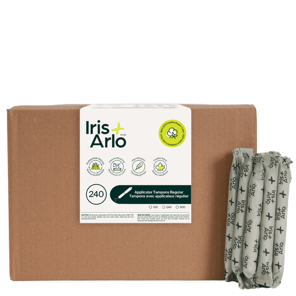 Iris + Arlo Tampons Biologiques 100 % Coton / Régulier (240 Unités) Applicateur en Carton Lustré