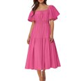 thumbnail image 1 of Économies d'Été Liquidation 2025 Bovxnpu Robe d'Été pour Femmes, Robes Maxi Décontractées Boho Plage, Mode Femmes Robe d'Été Décontractée Col Carré Manches Courtes Robe Unie TTG, 1 of 5