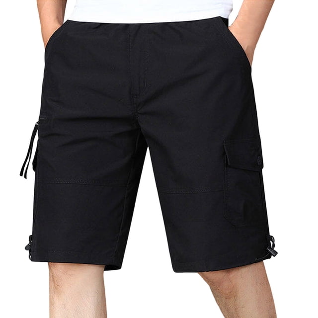 QATAINLAV Short Cargo pour Hommes Taille Extensible Short de Randonnée Pantalon Court Léger Multi-Poches Golf Pêche Travail Short Noir TG Ropa de Verano Para Mujer